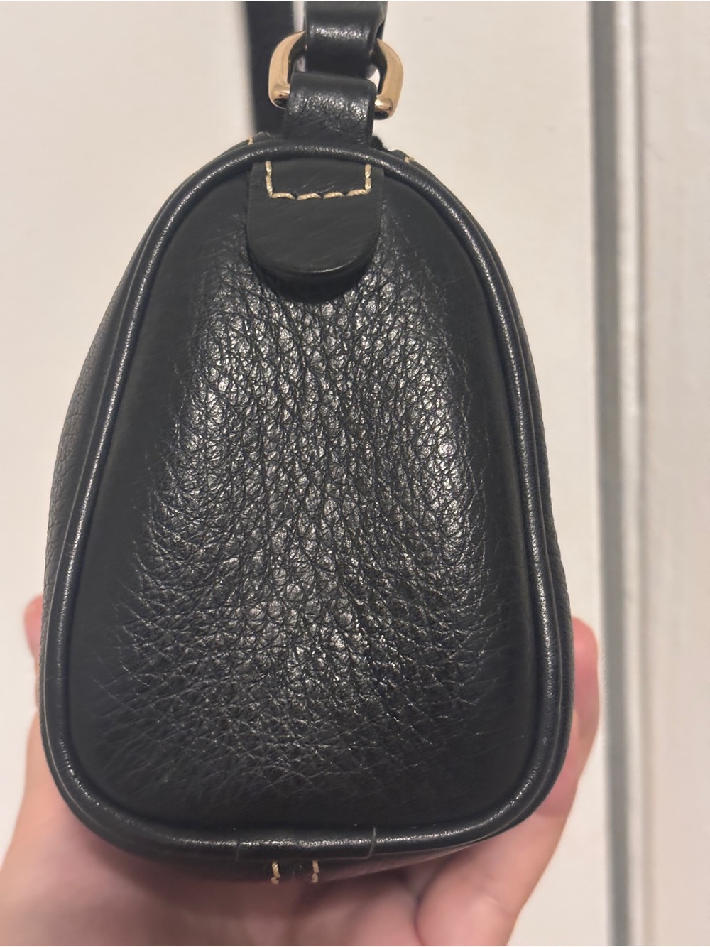 Dooney & Bourke Black Pebble Leather Mini Barrel Wristlet with Gold Hardware - Picture 3 of 11